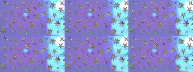 Çok renkli, zarif küçük çiçekler ve mor renkli komik böcekler, raster deseni, illüstrasyon..