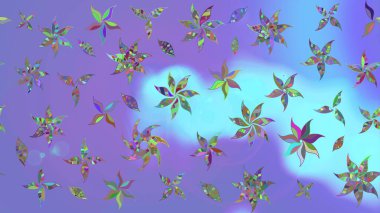 Düz Çiçek Elementleri Tasarımı. Modaya uygun kumaş deseni. Renkli Yaz Temalı eskiz kalıbı. Sevimli çiçek raster deseni.