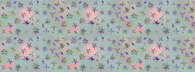 Davetiye ve kartpostal tasarımı için dekoratif çiçek unsurları. Şirin, zarif çiçekler Raster illüstrasyonu. Tekstil için figür. Yapraklı çizim şekli. Poster veya kapak için arkaplan.