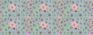 Renkli Bahar Teması eskiz kalıbı. Sevimli çiçek raster deseni. Gri renkli çiçekler. Düz Çiçek Elementleri Tasarımı.