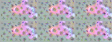 Renkli Yaz Temalı eskiz kalıbı. Güzel kumaş deseni. Düz Çiçek Elementleri Tasarımı. Raster illüstrasyonunda çiçek deseni çizimi.