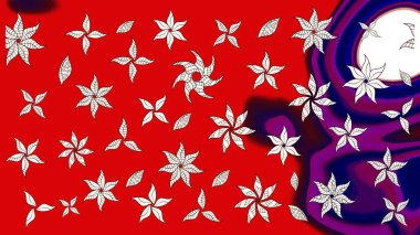 Kırmızı renkte çiçekler. Raster illüstrasyonu. Çiçek desenli eskiz, vuruşlar, sıçramalar, yaz çiçekleri..