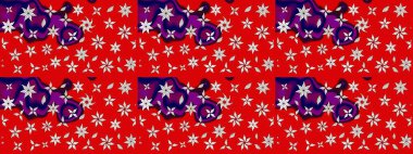 Manzaralı çiçek deseni. Çiçek kompozisyonu, el boyası, hassas şablon. Üst manzara, yumuşak kırmızı renk tarzı. Sevgililer günü ve tebrik kartı konsepti için şık bir davet.