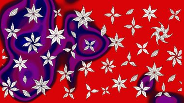 Güzel kumaş deseni. Çiçek desenli çizim. Asya tekstil tarzında. Raster illüstrasyonu. Düz Çiçek Elementleri Tasarımı. Renkli Bahar Teması çizim şablonu.