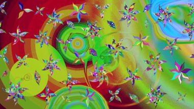 Hediye ambalaj kağıdı, tebrik kartları, posterler ve pankart tasarımı. Raster düz çiçek çizim deseni. Yeşil renkte çiçekler.