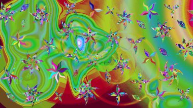 Sevimli küçük çiçek desenle. Raster resim. Çiçek desenli çiçek ve yaprakları ile.