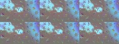 Gri renkli çiçekler. Hediye ambalaj kağıdı, tebrik kartları, posterler ve pankart tasarımı. Raster düz çiçek çizim deseni.