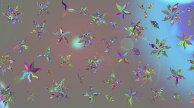 Raster illüstrasyonu. Eskiz geçmişi. Eski usul. Kumaş, tekstil, duvar kağıdı baskısı için. Renkli desenli eskiz deseni, gri çiçekler ve dekoratif elementlerle.