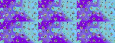 Üzerinde gelincikler ve vadi zambakları olan renkli çiçek desenli nakış deseni. Tekstil tasarımı için mor renkli geleneksel halk çiçekleri buketi.