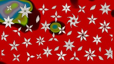 Manzaralı çiçek deseni. Sevgililer günü ve tebrik kartı konsepti için şık bir davetiye. Çiçek kompozisyonu, el boyası, hassas şablon. Üst manzara, yumuşak kırmızı renk biçimi.