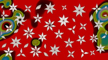 Kırmızı renkte çiçekler. Raster illüstrasyonu. Şirin çiçek elementleri. Çizim.