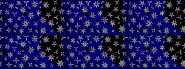 Elle boyanmış suluboya resim çizimleri, çiçekler ve bitkiler. Mavi renkte çiçekler.