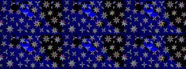 Küçük çiçekli basit bir çiçek çizimi. Moda baskısı, albüm, ambalaj kağıdı ve duvar kağıdı için zarif dekoratif süslemeler. Raster illüstrasyonu. Mavi renkte şirin çiçekler.