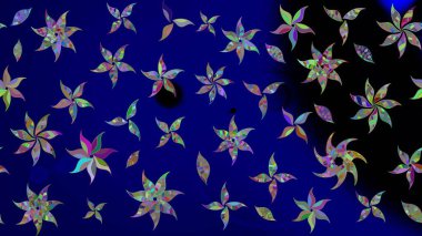 Raster illüstrasyonu. Mavi renkli çiçekler. Küçük çiçekte sevimli çiçek deseni var..