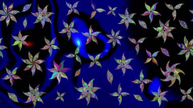 Hediye ambalaj kağıdı, tebrik kartları, posterler ve pankart tasarımı. Raster düz çiçek çizim deseni. Siyah renkte çiçekler.