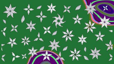 Raster deseni. Yeşil el çizimi desen. Sanat, çiçeklere ilham verir ve arka plan bırakır. Karalama çiçekleri çizim deseni.