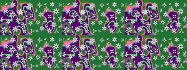 Sevimli çiçek raster deseni. Yeşil renkli çiçekler. Renkli Yaz Temalı eskiz kalıbı. Düz Çiçek Elementleri Tasarımı.