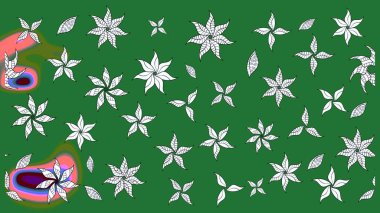 Raster illüstrasyonu. Güzel karalamalı çiçek desenli çizim. Güzel kumaş deseni. Küçük çiçekte sevimli çiçek deseni var..