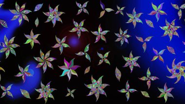 Hediye ambalaj kağıdı, tebrik kartları, posterler ve pankart tasarımı. Raster düz çiçek çizim deseni. Siyah renkte çiçekler.