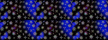 Moda baskıları için zarif bir şablon. Küçük çiçekte güzel bir desen. Motley illüstrasyonu. Siyah çiçekli bahar çiçekleri. Küçük renkli çiçekler..