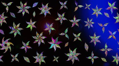 Renkli Bahar Teması eskiz kalıbı. Siyah renkli çiçekler. Güzel çiçek deseni. Düz Çiçek Elementleri Tasarımı.