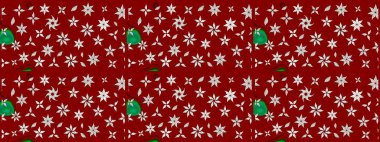 Çiçek desenli çizim. Raster illüstrasyonu. Asya tekstil tarzında. Kırmızı renkte çiçekler. Renkli Bahar Teması eskiz kalıbı. Düz Çiçek Elementleri Tasarımı.