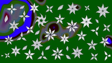 Nazik, narin çiçek arkaplanı. Çiçekli karalama şeklinde Raster çiçek deseni. Yeşil renkte çiçekler.