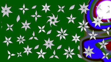 Düz Çiçek Elementleri Tasarımı. Renkli Bahar Teması eskiz kalıbı. Raster..