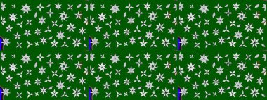 Yeşil renkli yeşil papatya deseni. Raster illüstrasyonu. Yeşil renklerde.