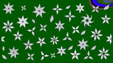 Yeşil renkte güzel çiçekler, suluboya desenli, duvar kağıdı, kart ya da kumaş için fayanslı eskizler. Raster..