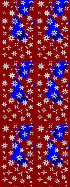 Düz Çiçek Elementleri Tasarımı. Çiçekli çiçek deseni, suluboya. Renkli Bahar Teması eskiz kalıbı. Raster illüstrasyonu. Kırmızı renkte çiçekler.