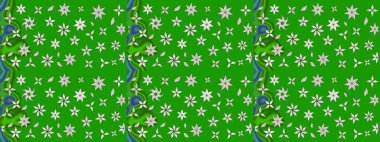 Yeşil renkli yeşil papatya deseni. Raster illüstrasyonu. Yeşil renklerde.