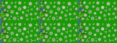 Yeşil renkli yeşil papatya deseni. Raster illüstrasyonu. Yeşil renklerde.