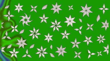 Raster illüstrasyonundaki çiçek desenli çizim. Suluboya tarzında yeşil renkte çiçekler.