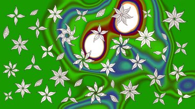 Raster Illustrasyon 'daki Çiçek Deseni' nin son moda çizimi. Güzel kumaş deseni. Düz Çiçek Elementleri Tasarımı. Renkli Yaz Teması çizim şablonu.