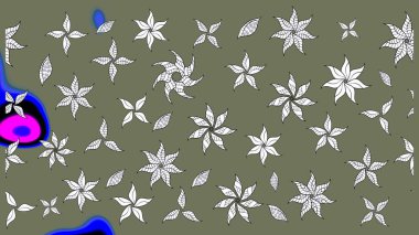 Çizim çiçek deseni duvar kâğıdı olarak kullanılabilir. Raster illüstrasyonu. Yeşil renkte çiçekler.