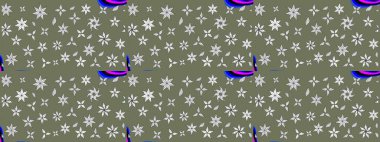 Çiçekli yaz çiçekleri. Küçük çiçekte güzel bir desen. Küçük renkli çiçekler. Moda baskıları için zarif bir şablon. Motley illüstrasyonu. Çizim.