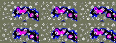 Çiçekli güzel suluboya desen. Raster illüstrasyonu. Yeşil renklerde.