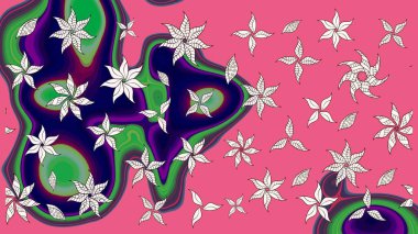 Raster resim. Güzel kumaş deseni. Doodle çiçekler ve dalları, otlar ve çiçekler. Elle çizilmiş.