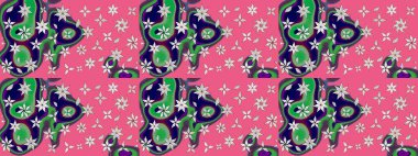 Tomurcukları çiçek olan sevimli bir çiçek deseni. Eskiz geçmişi. Raster illüstrasyonu. Kumaş, tekstil, duvar kağıdı baskısı için. Eski usul. Raster..