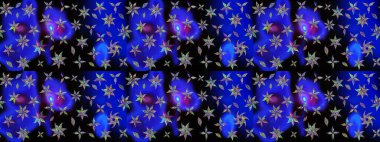 Renkli Yaz Temalı eskiz kalıbı. Raster illüstrasyonundaki çiçek desenli çizim. Mavi renkli çiçekler. Düz Çiçek Elementleri Tasarımı.