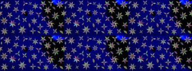 Raster illüstrasyonu. Mavi renklerde. Soyut çiçek çizim kalıbı arka planı. Raster deseni. Küçük çiçekte sevimli çiçek deseni var..