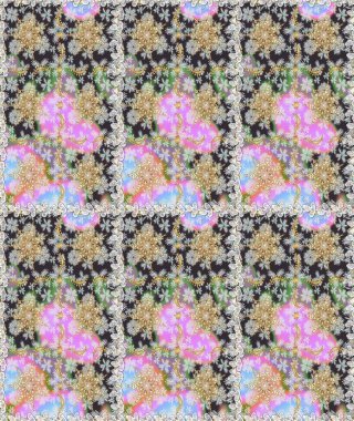 Barok tarzında duvar kâğıdı tasarımı için eskiz şablonu arka planı. Süslü raster dekorasyonu. Altın elementlerle gri renklerde altın desen.