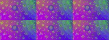 Raster illüstrasyonu. Mor renkli çiçekler. Robot resim. Şirin çiçek elementleri..