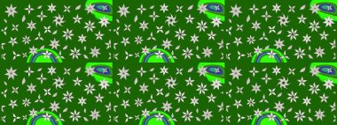 Düz Çiçek Elementleri Tasarımı. Çiçeksel fantezi tasarımı ve parlak bir arka plan çizimi. Renkli Bahar Teması çizim şablonu.