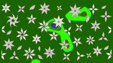 Yeşil renkli çiçekler. Kumaş desenli papatya çiçekleri ayrıntıları.