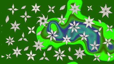 Suluboya çizimi. Çiçekli eskiz deseni. Yeşil renkli çiçekler. El çizimi.