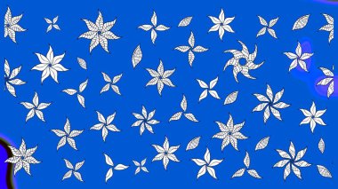 Şirin çiçekli, desenli, mavi renkli renkli bir eskiz deseni. Tekstil için suluboya eskiz deseni. El çizimi çiçek çizimi deseni (fayans)).