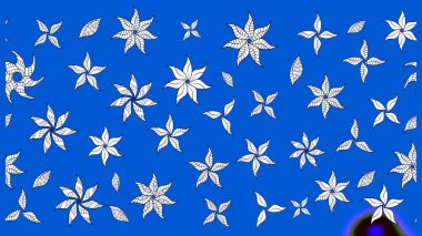 Hediye ambalaj kağıdı, tebrik kartları, posterler ve pankart tasarımı. Raster düz çiçek çizim deseni. Mavi renkte çiçekler.