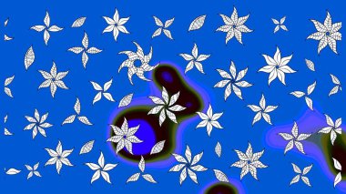 Yumuşak, mavi renkte bahar çiçekleri. Raster çiçekleri klasik tarzda çizilmiş. Raster illüstrasyonu. Çiçekli yumuşak çizim deseni.